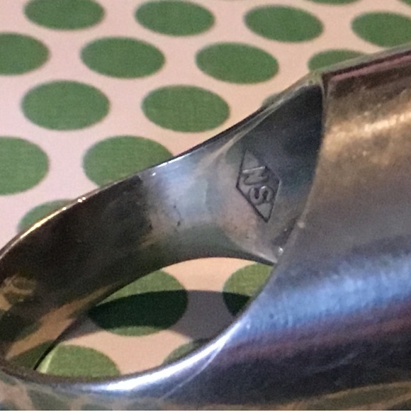 Mid Century Modern sterling silver moss agate ring - Picture 3 of 7